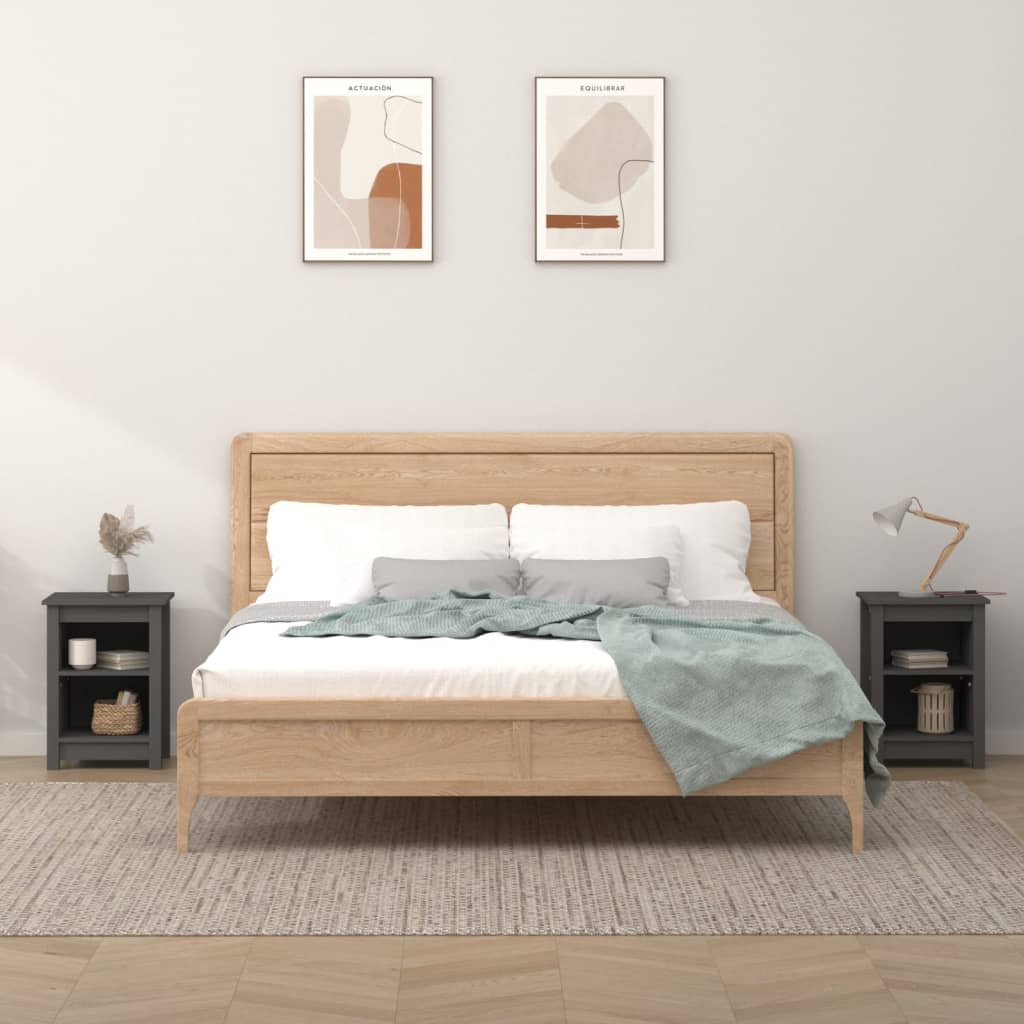 Noční Stolek Černý 40 X 35 X 55 Cm Masivní Borové Dřevo