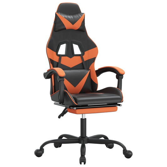 Otočná Herní Židle S Podnožkou Černá A Oranžová Umělá Kůže