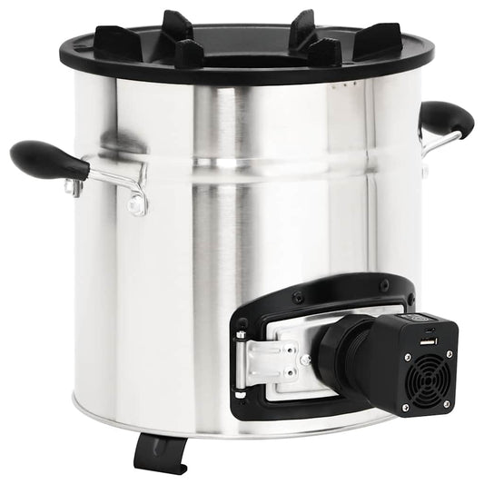 Vařič Na Dřevo S Usb Ventilátorem Stříbrný 35,5X26X28 Cm Ocel