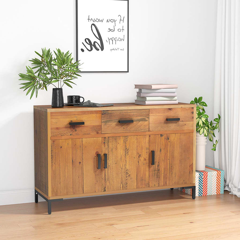 Příborník Černý 110 X 35 X 70 Cm Masivní Borové Dřevo