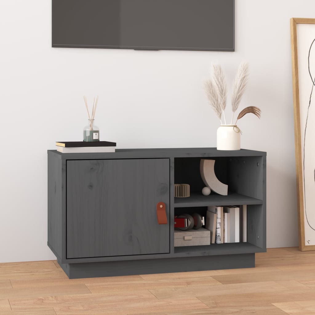 Tv Skříňka Černá 70 X 34 X 40 Cm Masivní Borové Dřevo