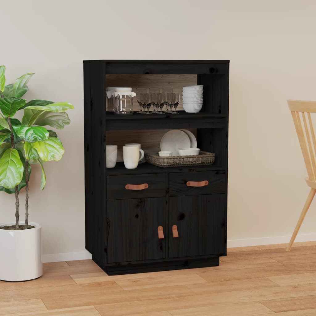 Skříň Highboard Šedá 67 X 40 X 108,5 Cm Masivní Borové Dřevo