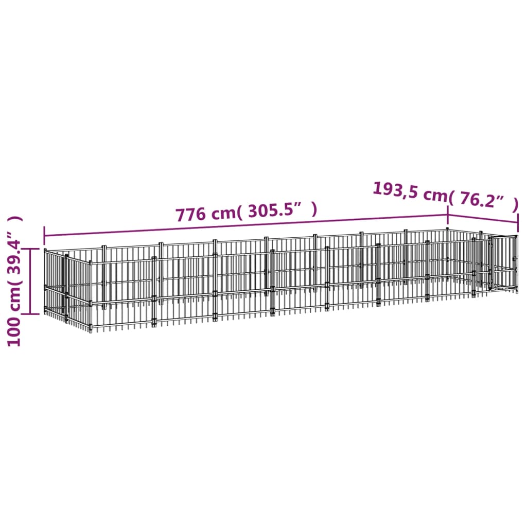Venkovní Psí Kotec Ocel 15,02 M²