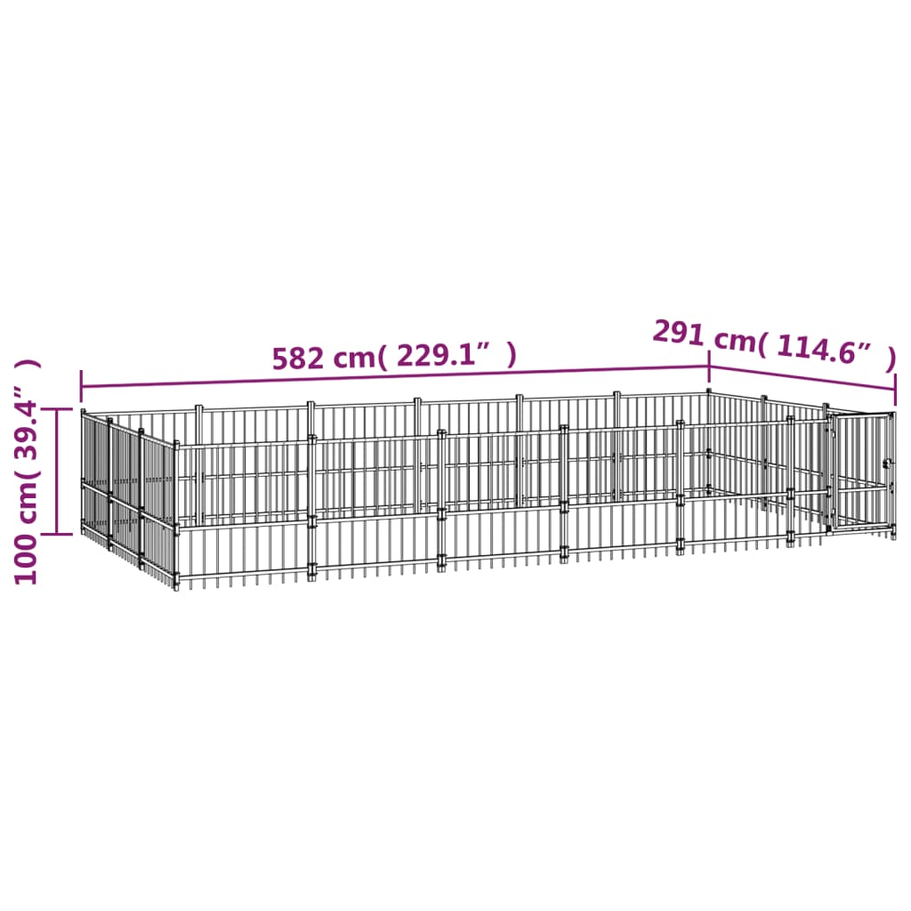 Venkovní Psí Kotec Ocel 16,94 M²