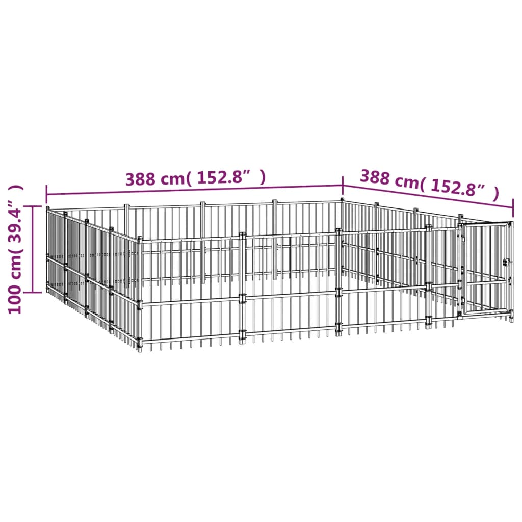 Venkovní Psí Kotec Ocel 15,05 M²