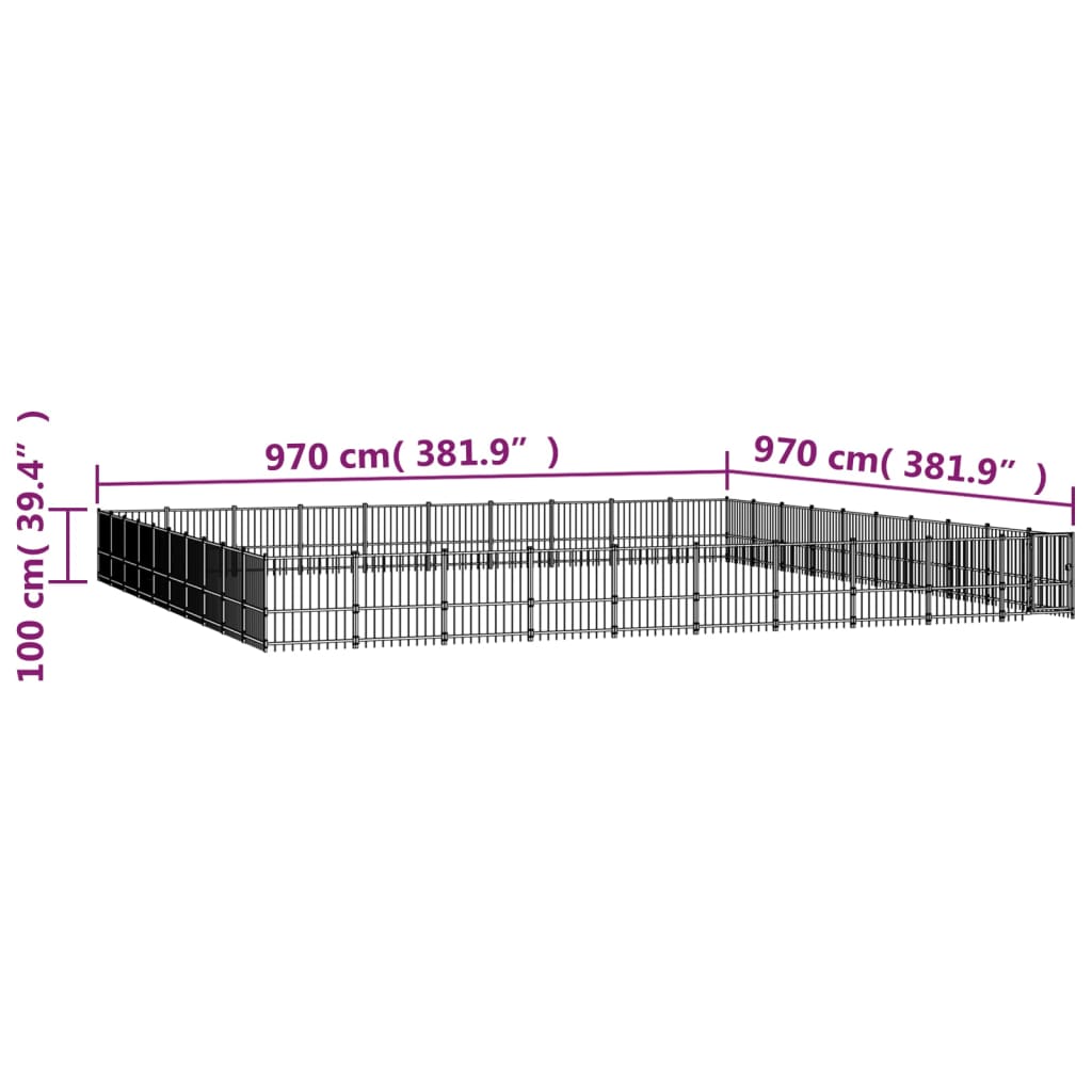 Venkovní Psí Kotec Ocel 94,09 M²