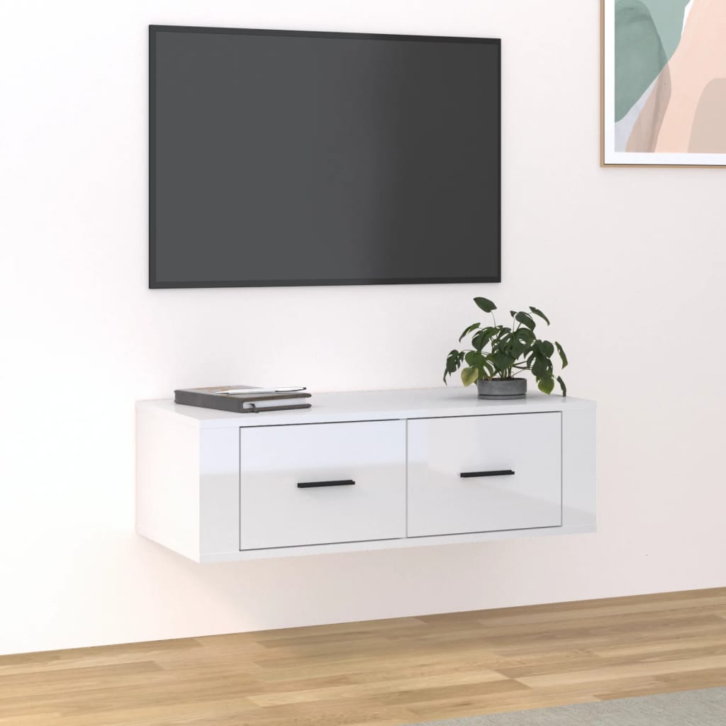 Závěsná Tv Skříňka 80 X 36 X 25 Cm Kompozitní Dřevo