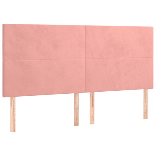 Čelo Postele 4 Ks Růžové 80 X 5 X 78/88 Cm Samet Růžová