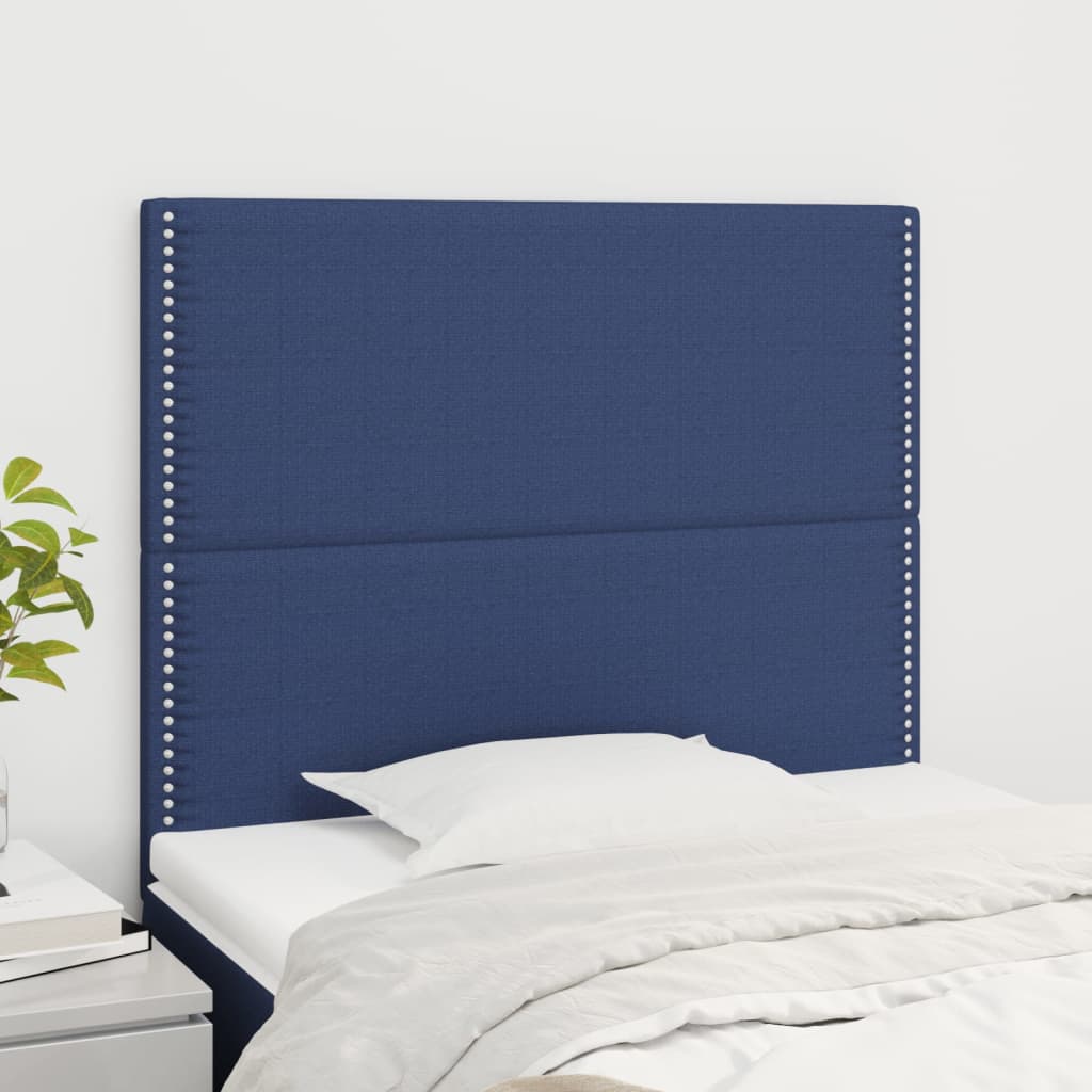 Čelo Postele 2 Ks Modré 80 X 5 X 78/88 Cm Textil Modrá