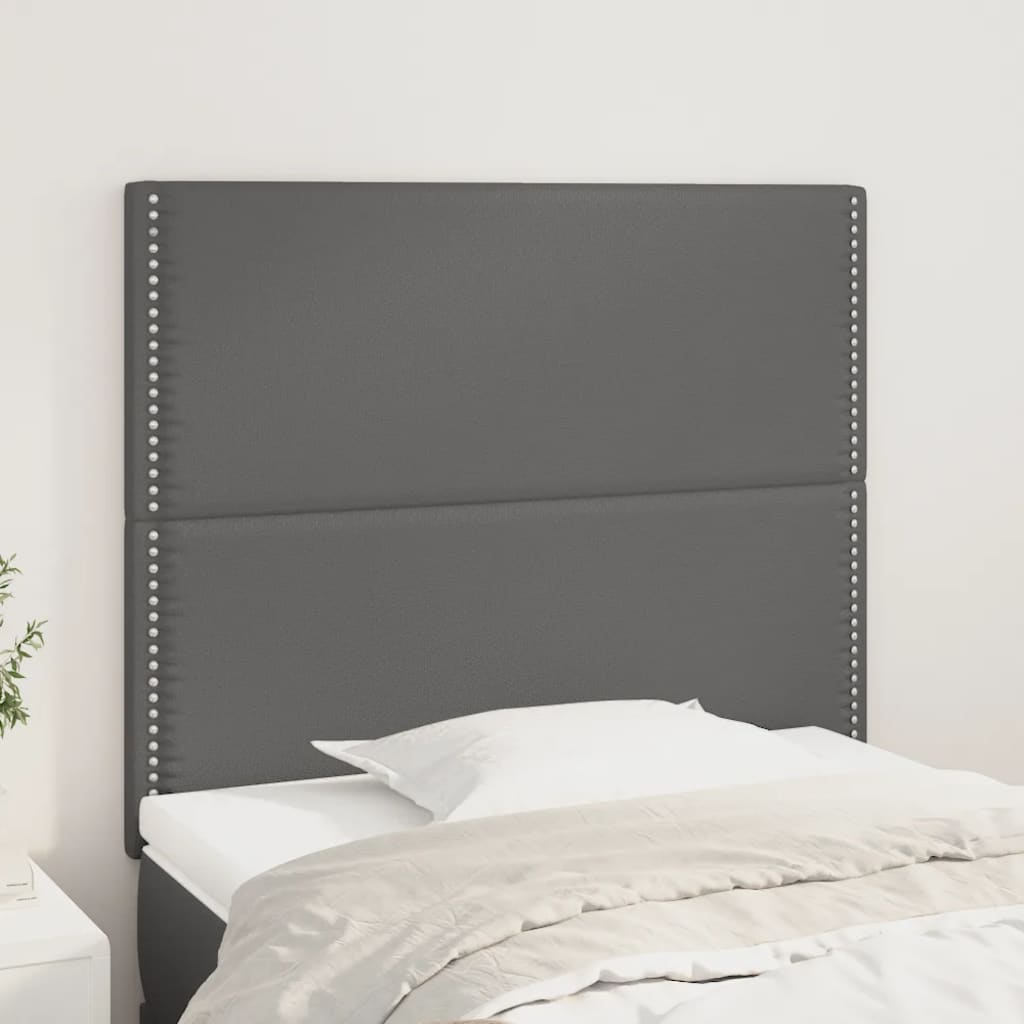 Čela Postele 2 Ks Šedá 72 X 5 X 78/88 Cm Umělá Kůže Šedá