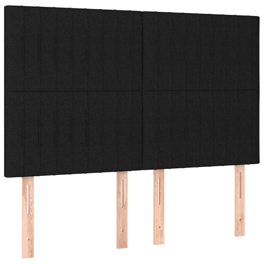 Čela Postele 4 Ks Černá 72 X 5 X 78/88 Cm Textil Černá