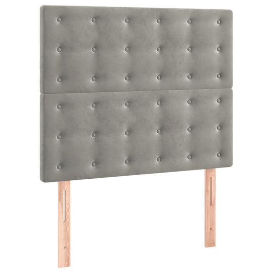 Čelo Postele 2 Ks Světle Šedé 90X5X78/88 Cm Samet Světle Šedá