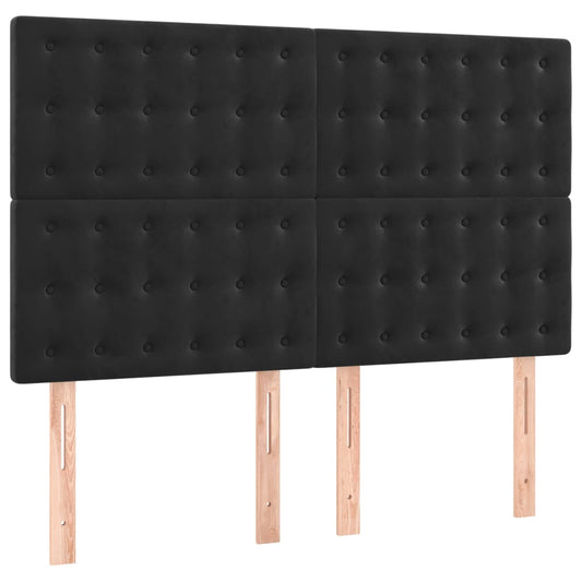 Čela Postele 4 Ks Černá 72 X 5 X 78/88 Cm Samet Černá
