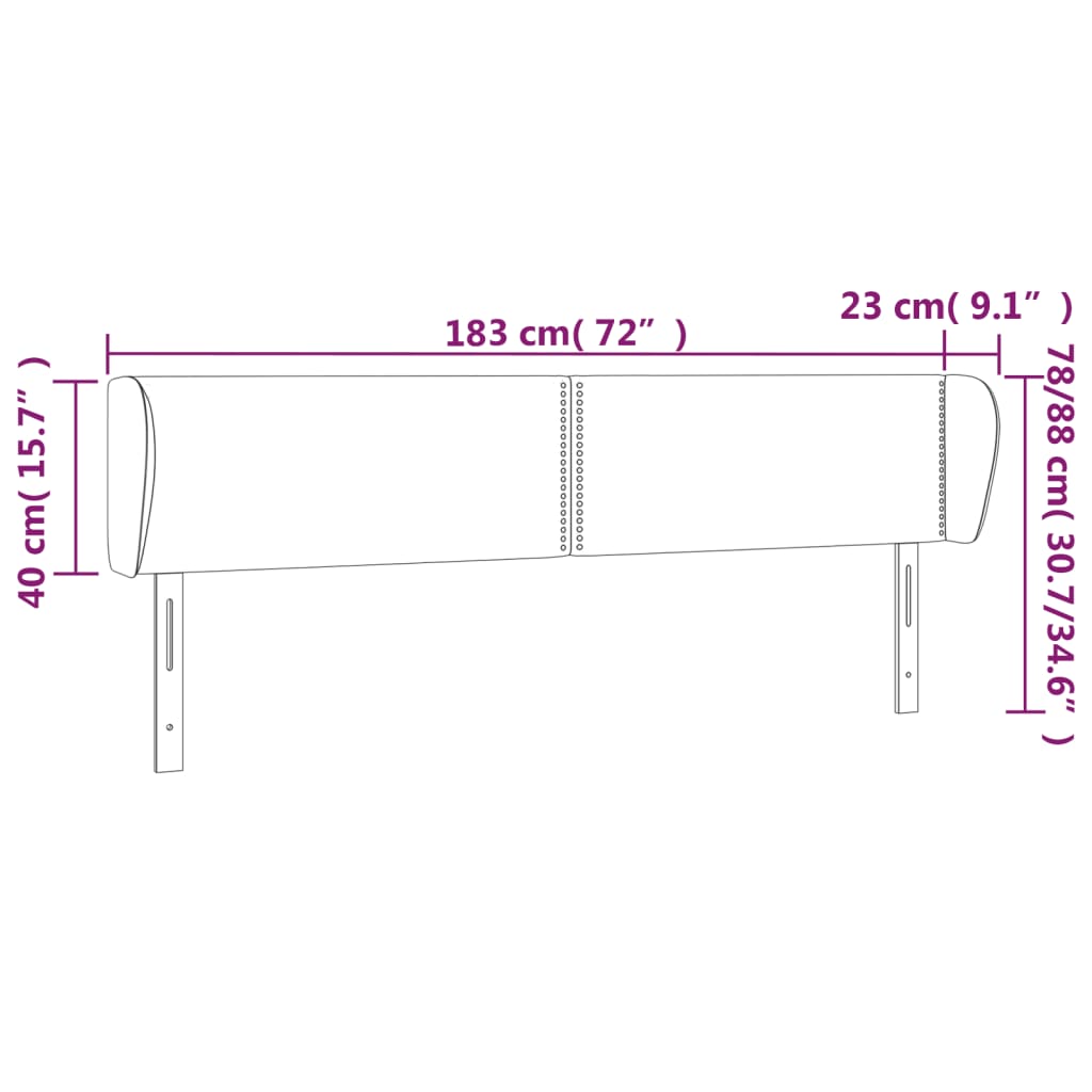 Čelo Postele Typu Ušák Krémové 183X23X78/88 Cm Textil