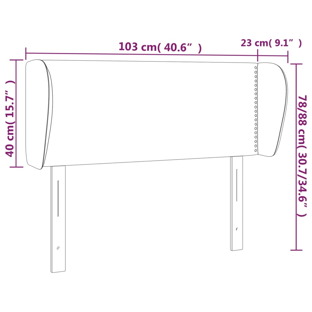 Čelo Postele Typu Ušák Světle Šedé 103X23X78/88 Cm Samet