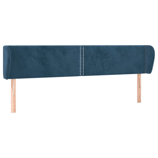 Čelo Postele Typu Ušák Tmavě Modré 203X23X78/88 Cm Samet