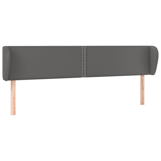 Čelo Postele Typu Ušák Šedá 203X23X78/88 Cm Umělá Kůže