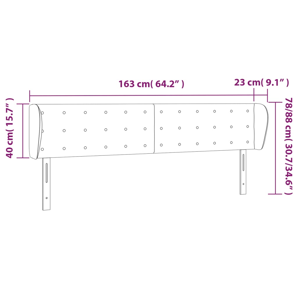 Čelo Postele Typu Ušák Krémové 163X23X78/88 Cm Umělá Kůže