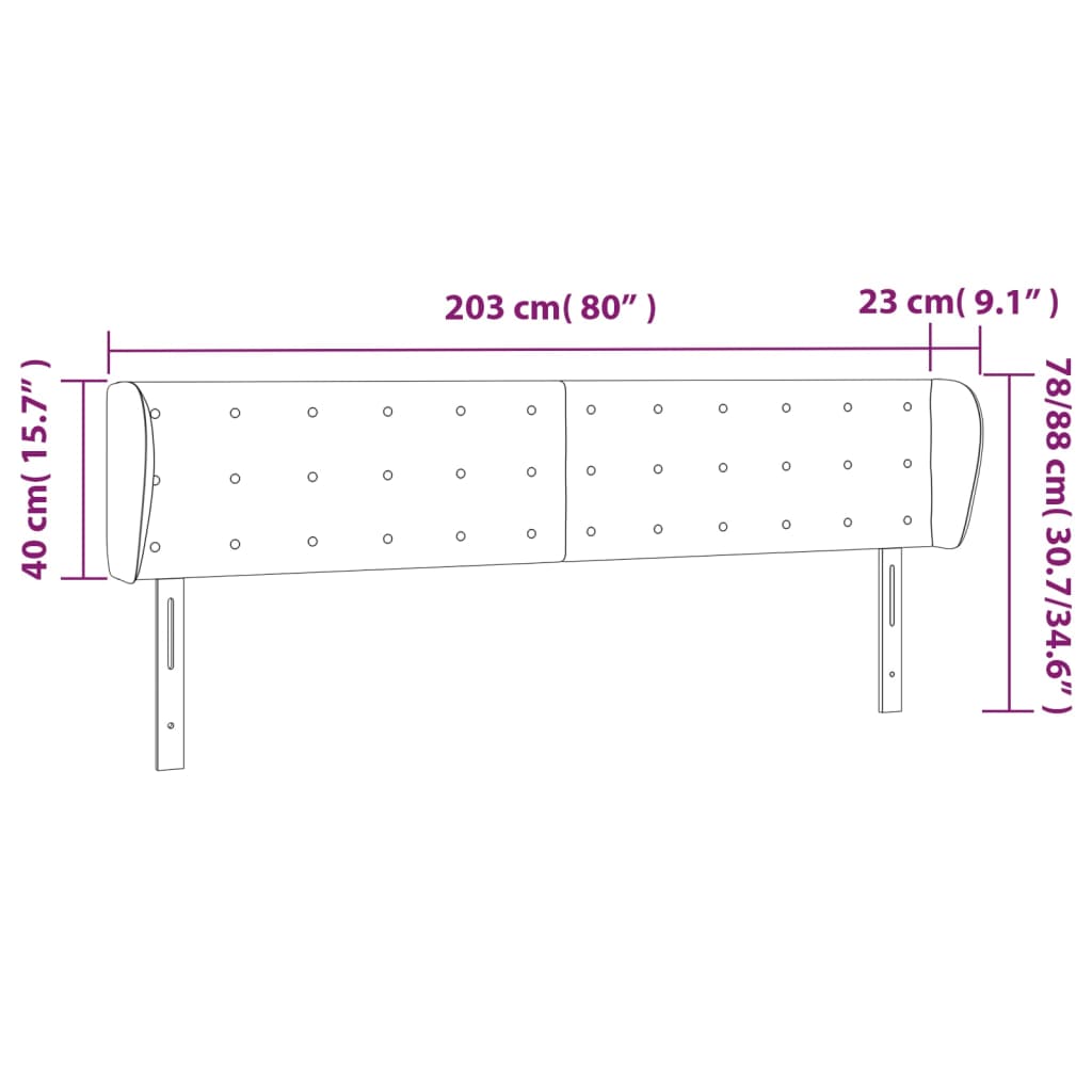 Čelo Postele Typu Ušák Krémové 203X23X78/88 Cm Umělá Kůže