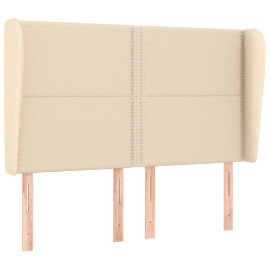Čelo Postele Typu Ušák Krémové 147X23X118/128 Cm Textil