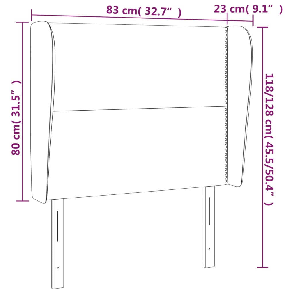 Čelo Postele Typu Ušák Tmavě Modré 83 X 23 X 118/128 Cm Samet