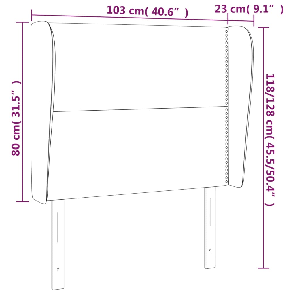 Čelo Postele Typu Ušák Tmavě Hnědé 103X23X118/128 Cm Textil