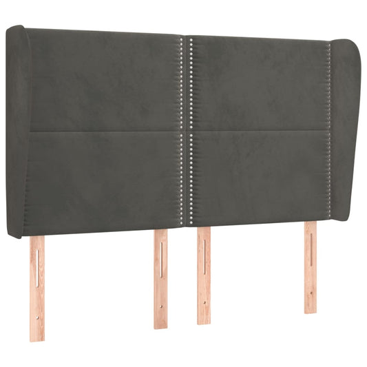 Čelo Postele Typu Ušák Tmavě Šedé 147X23X118/128 Cm Samet