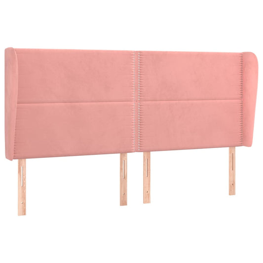 Čelo Postele Typu Ušák Růžová 203X23X118/128 Cm Samet