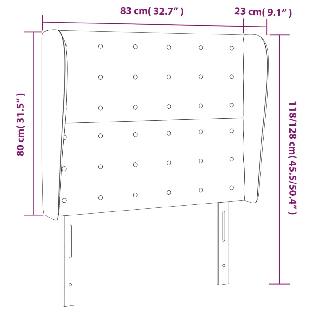 Čelo Postele Typu Ušák Krémové 83 X 23 X 118/128 Cm Umělá Kůže