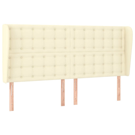 Čelo Postele Typu Ušák Krémové 203 X 23 X 118/128 Cm Umělá Kůže