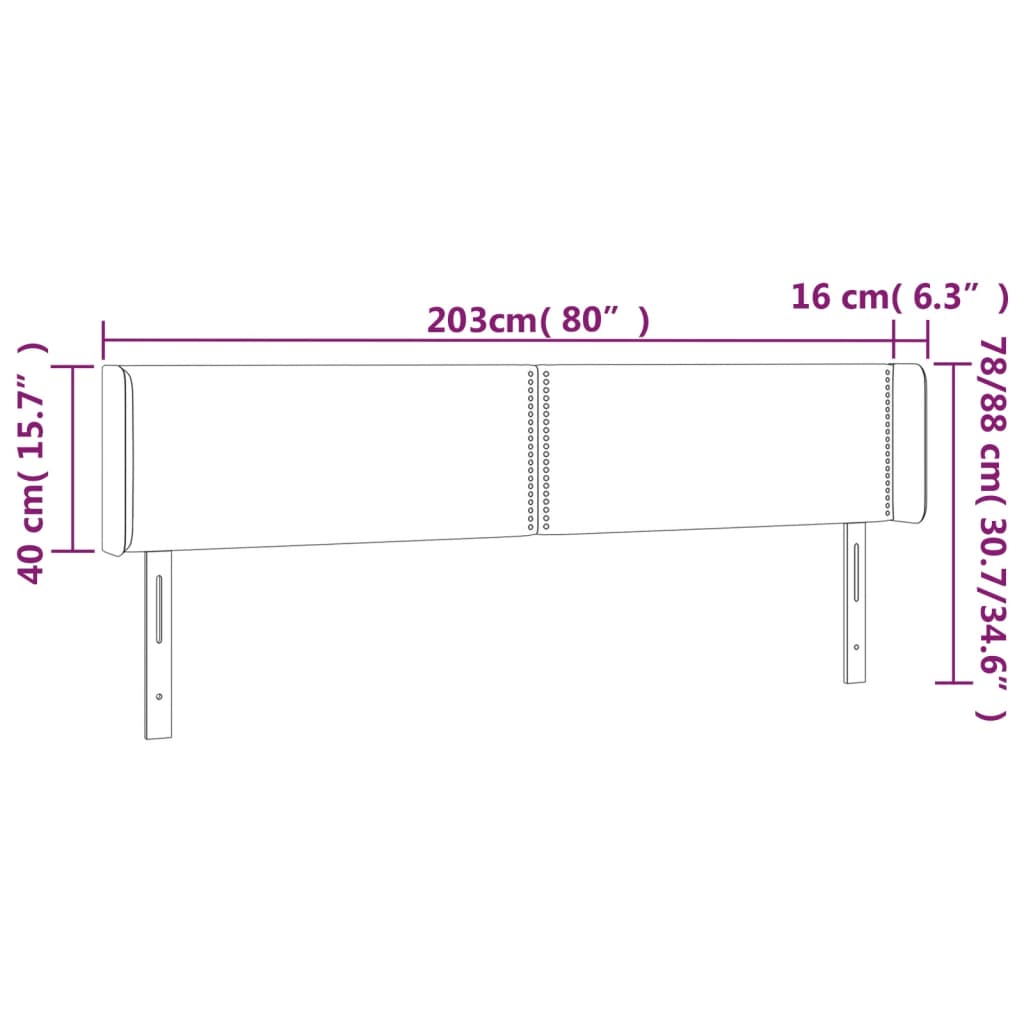 Čelo Postele Typu Ušák Světle Šedé 203X16X78/88 Cm Textil