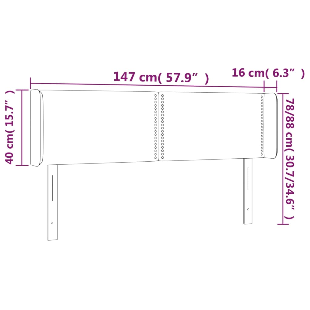 Čelo Postele Typu Ušák Tmavě Šedé 147X16X78/88 Cm Samet