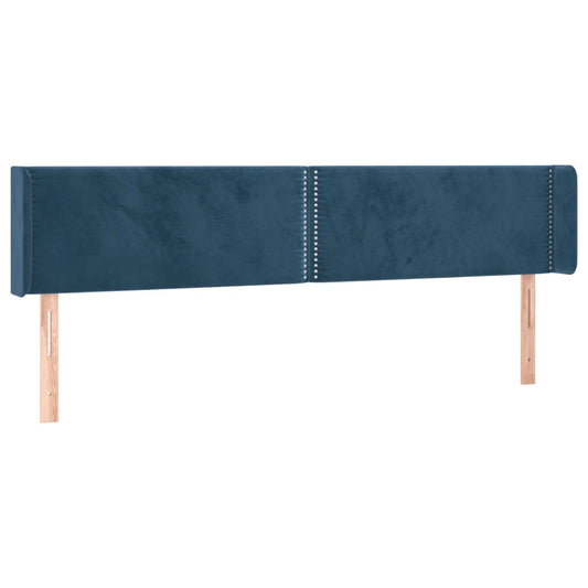 Čelo Postele Typu Ušák Tmavě Modrá 163X16X78/88 Cm Samet