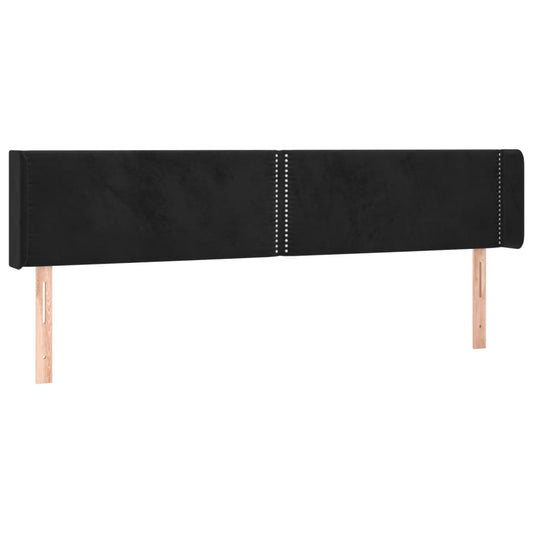 Čelo Postele Typu Ušák Černé 183X16X78/88 Cm Samet