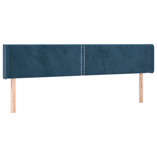 Čelo Postele Typu Ušák Tmavě Modrá 203X16X78/88 Cm Samet