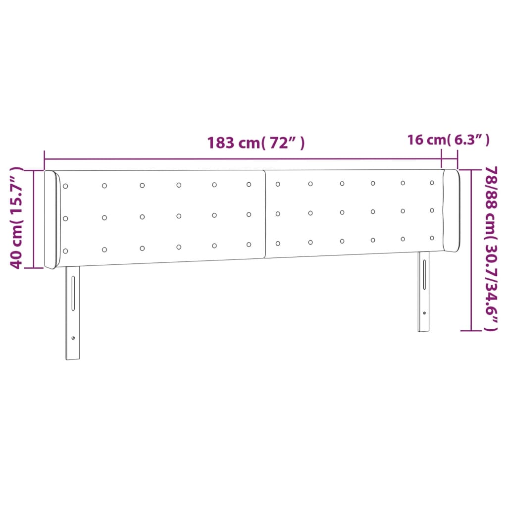 Čelo Postele Typu Ušák Krémové 183X16X78/88 Cm Umělá Kůže