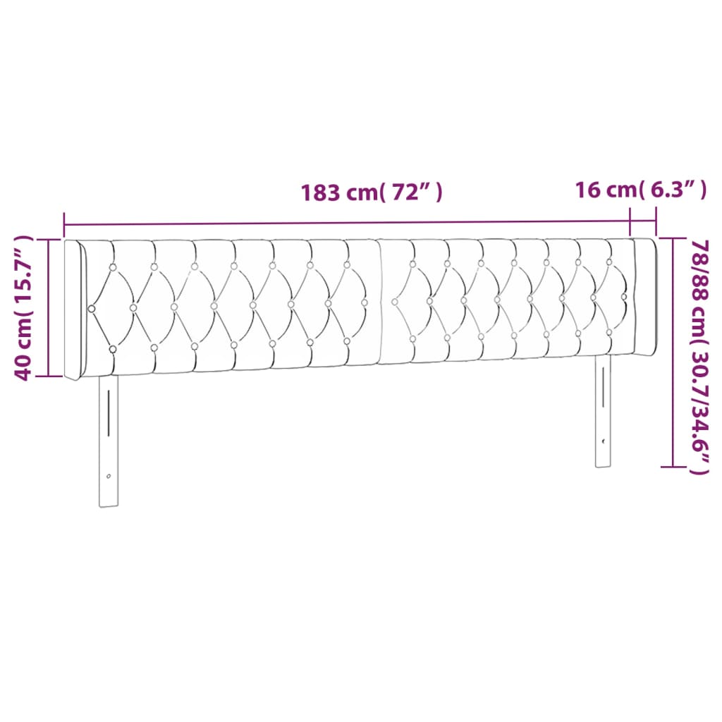 Čelo Postele Typu Ušák Taupe 183X16X78/88 Cm Textil