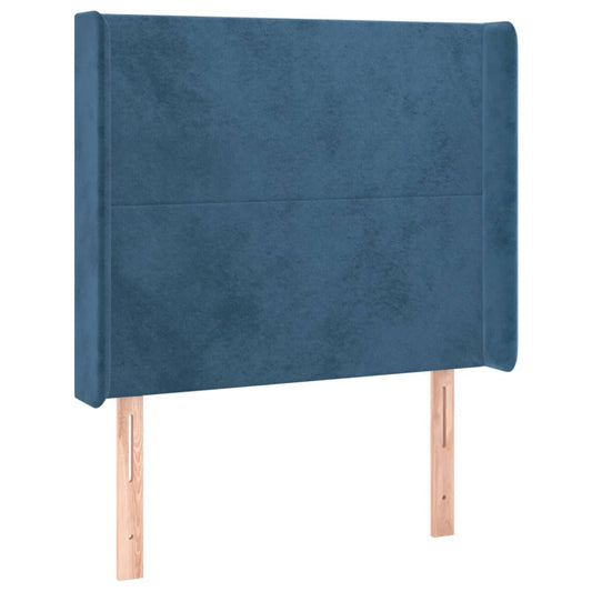Čelo Postele Typu Ušák Tmavě Modrá 103X16X118/128 Cm Samet