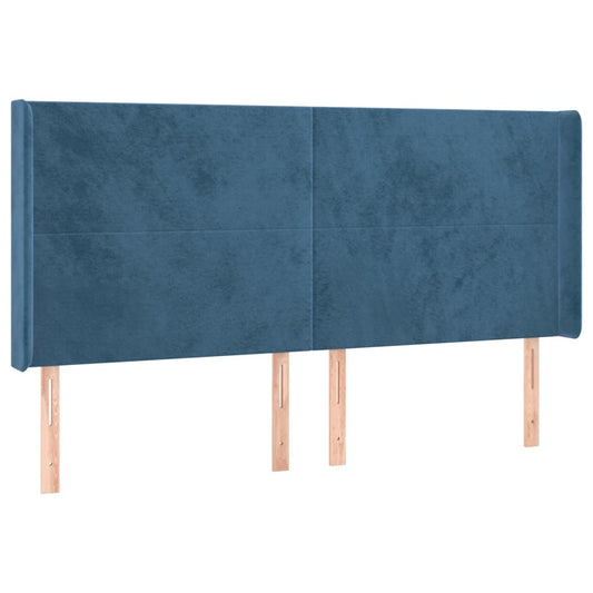 Čelo Postele Typu Ušák Tmavě Modrá 163X16X118/128 Cm Samet