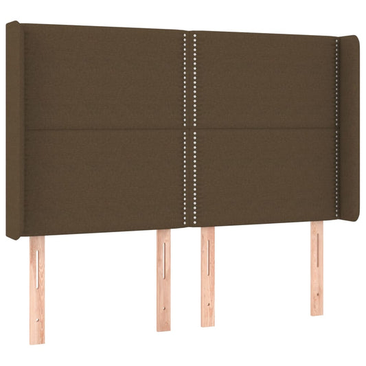 Čelo Postele Typu Ušák Tmavě Hnědé 147X16X118/128 Cm Textil