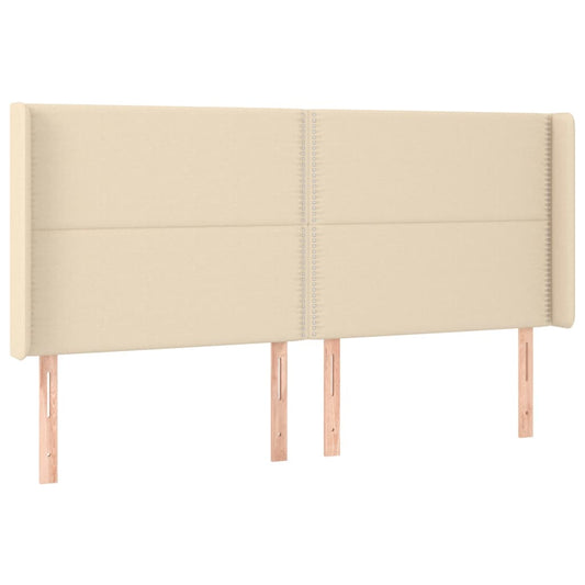 Čelo Postele Typu Ušák Krémové 183X16X118/128 Cm Textil