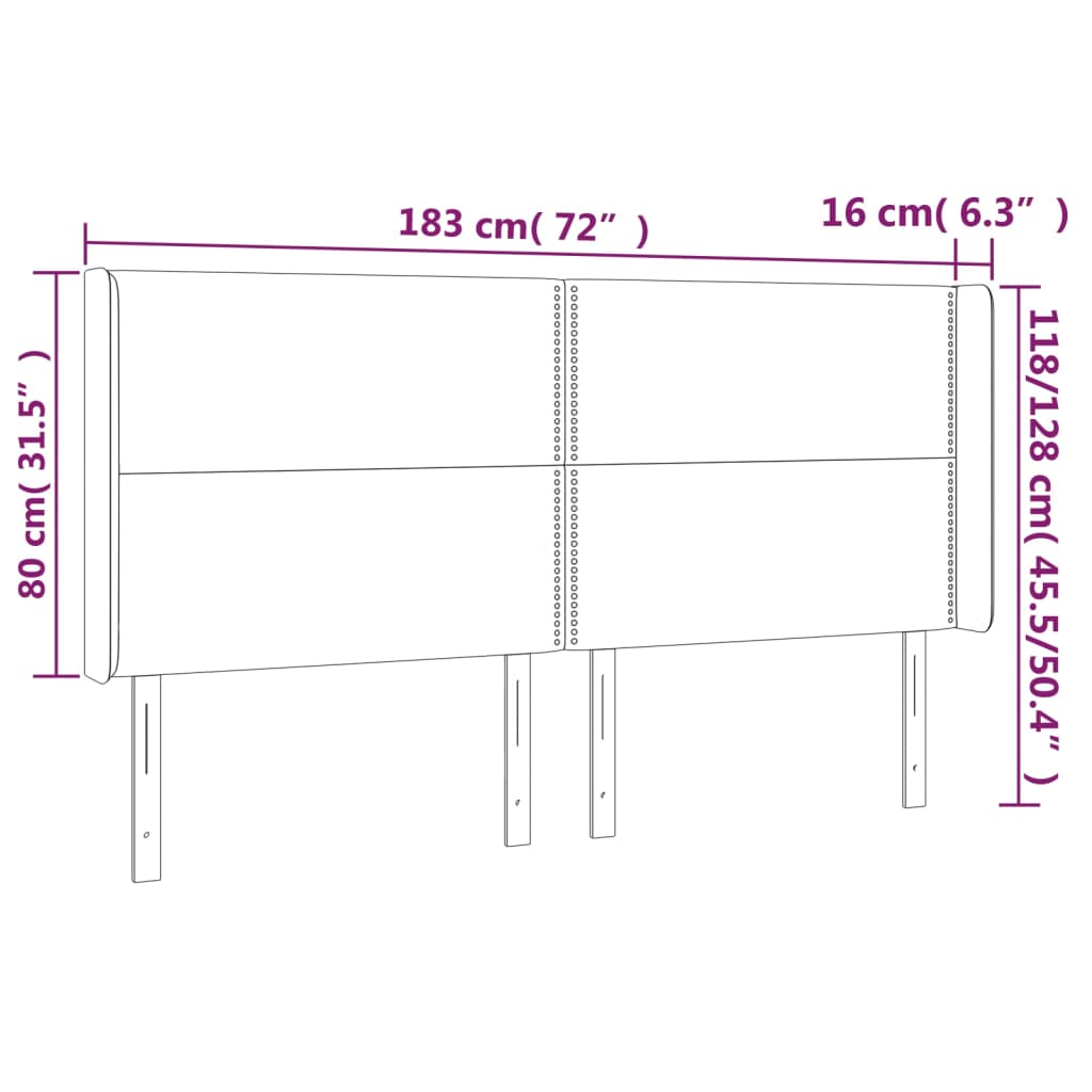 Čelo Postele Typu Ušák Modré 183X16X118/128 Cm Textil