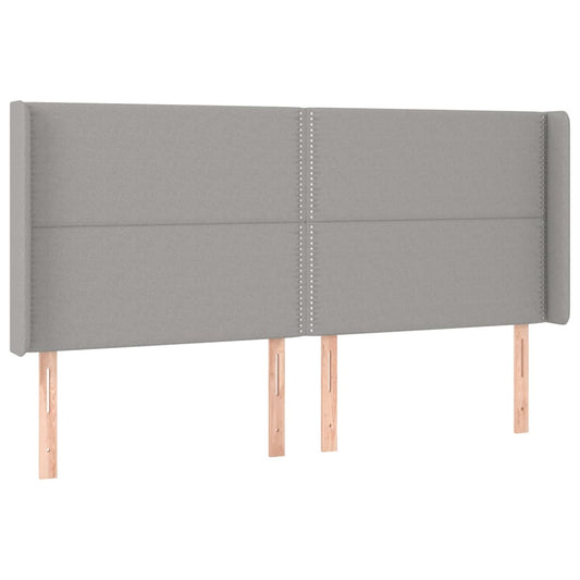 Čelo Postele Typu Ušák Světle Šedé 203X16X118/128 Cm Textil