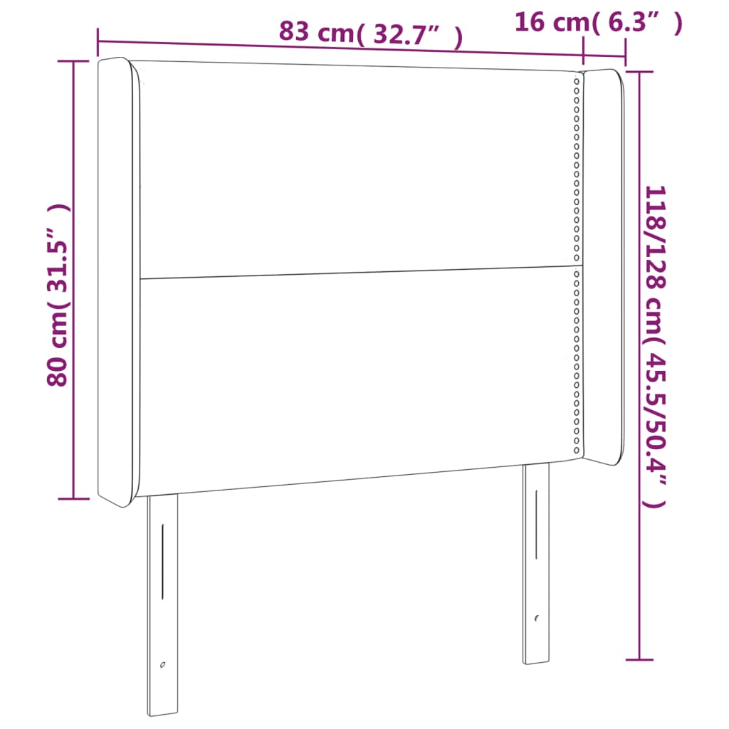 Čelo Postele Typu Ušák Tmavě Modrá 83X16X118/128 Cm Samet