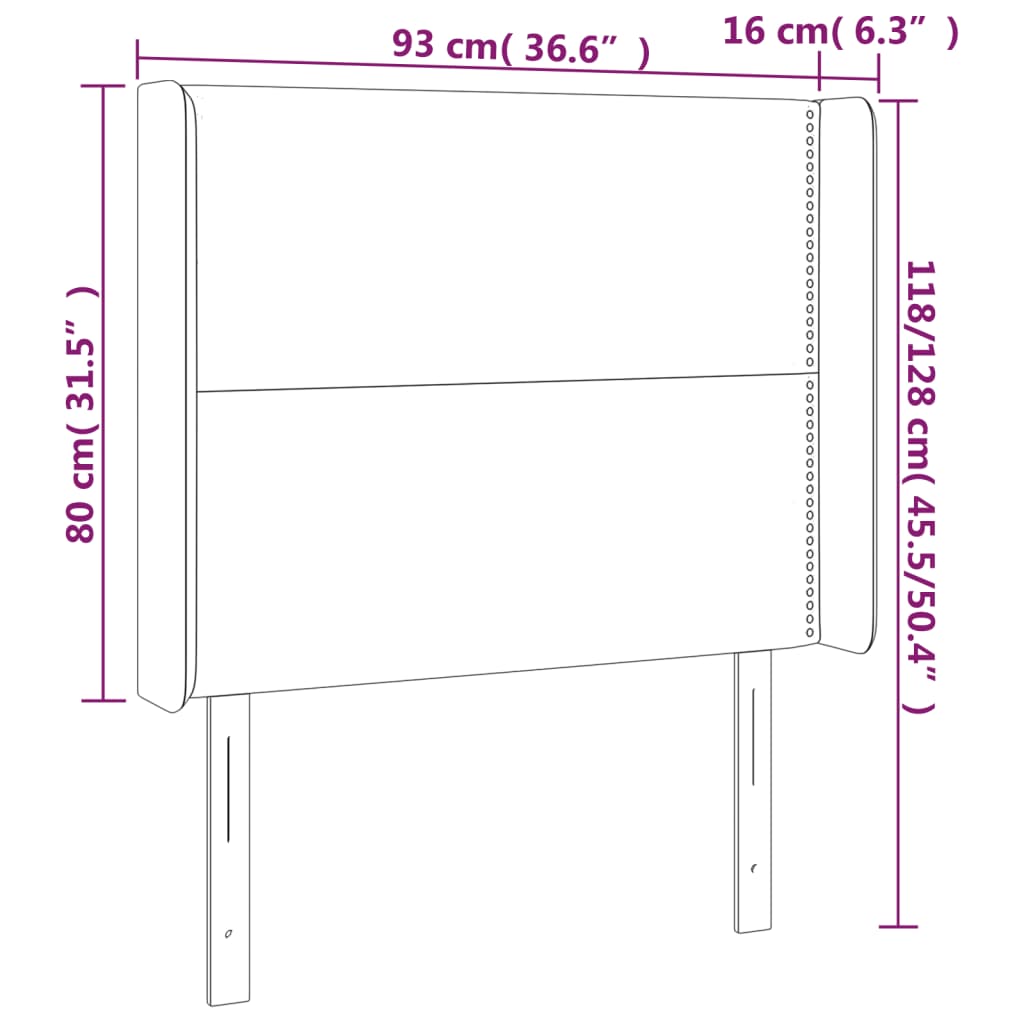 Čelo Postele Typu Ušák Růžové 93X16X118/128 Cm Samet