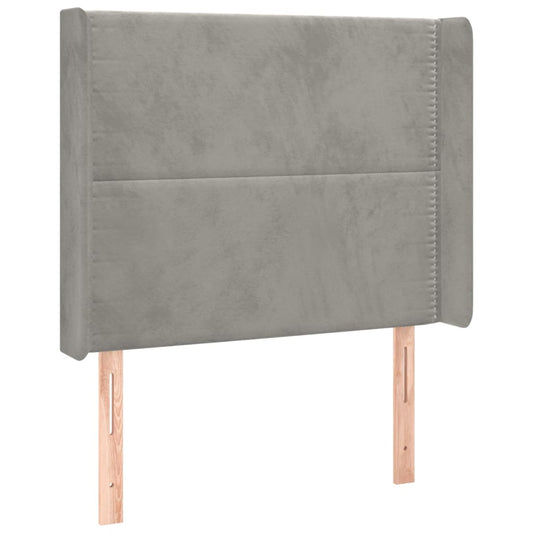 Čelo Postele Typu Ušák Světle Šedé 103X16X118/128 Cm Samet