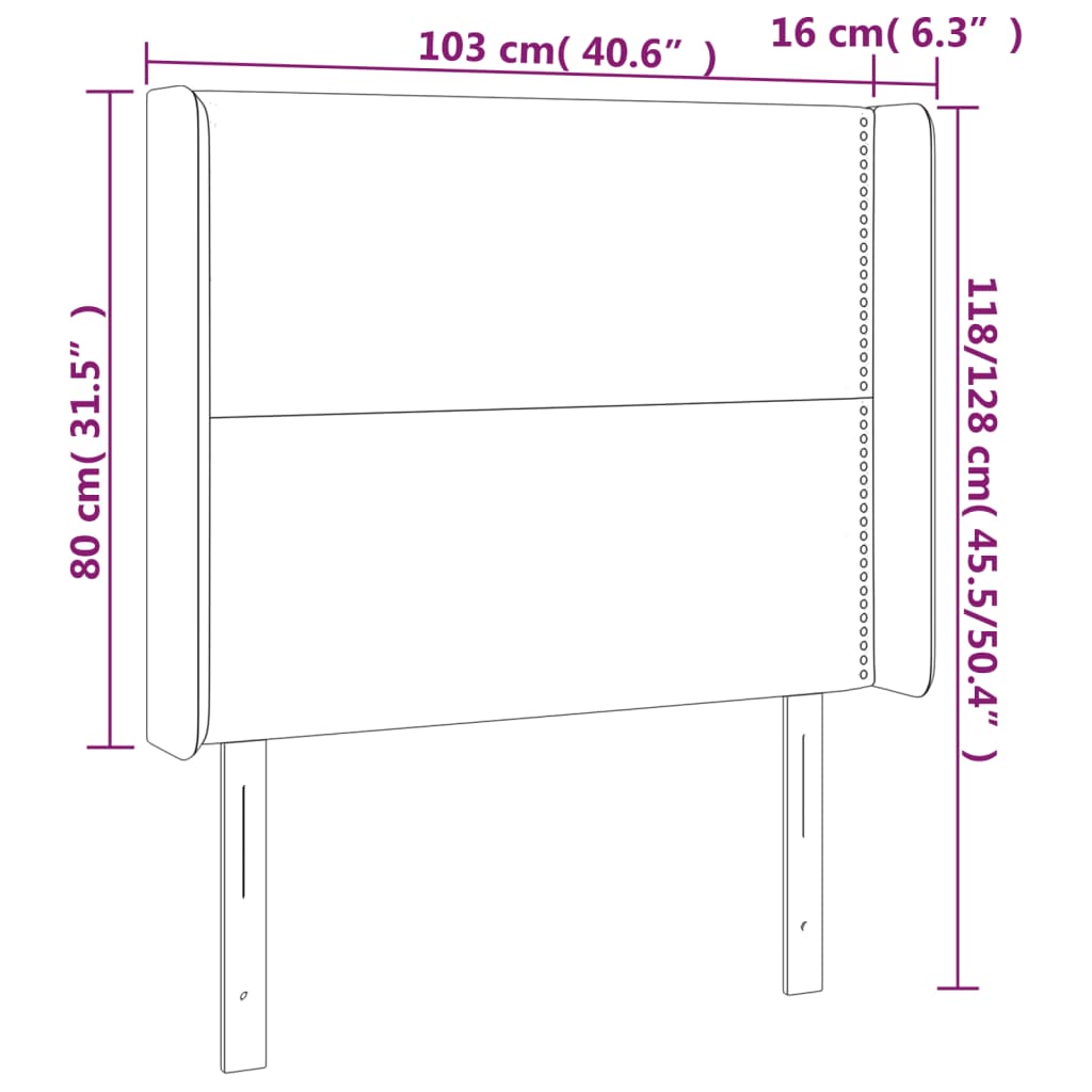 Čelo Postele Typu Ušák Tmavě Šedé 103X16X118/128 Cm Samet