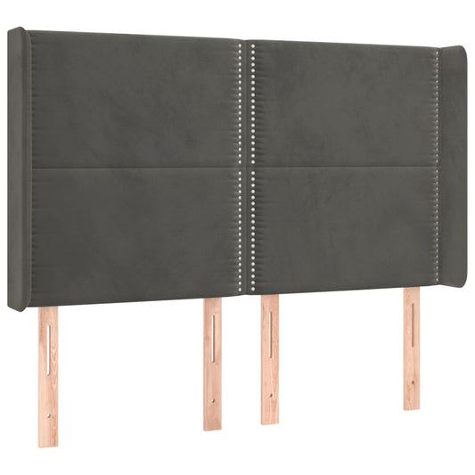 Čelo Postele Typu Ušák Tmavě Šedé 147X16X118/128 Cm Samet