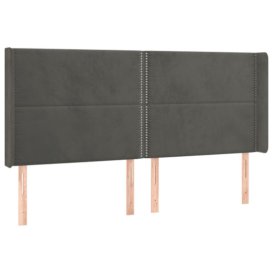 Čelo Postele Typu Ušák Tmavě Šedé 163X16X118/128 Cm Samet