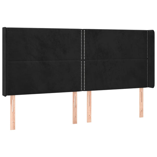 Čelo Postele Typu Ušák Černé 163X16X118/128 Cm Samet
